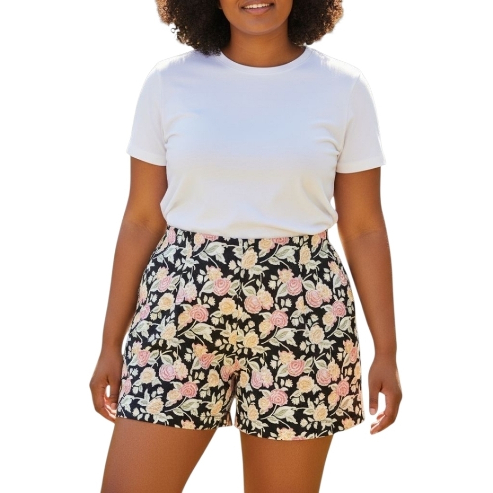 TORRID Women's Black Loose fit Paisley Floral Gauzy Shorts Plus Size 2X